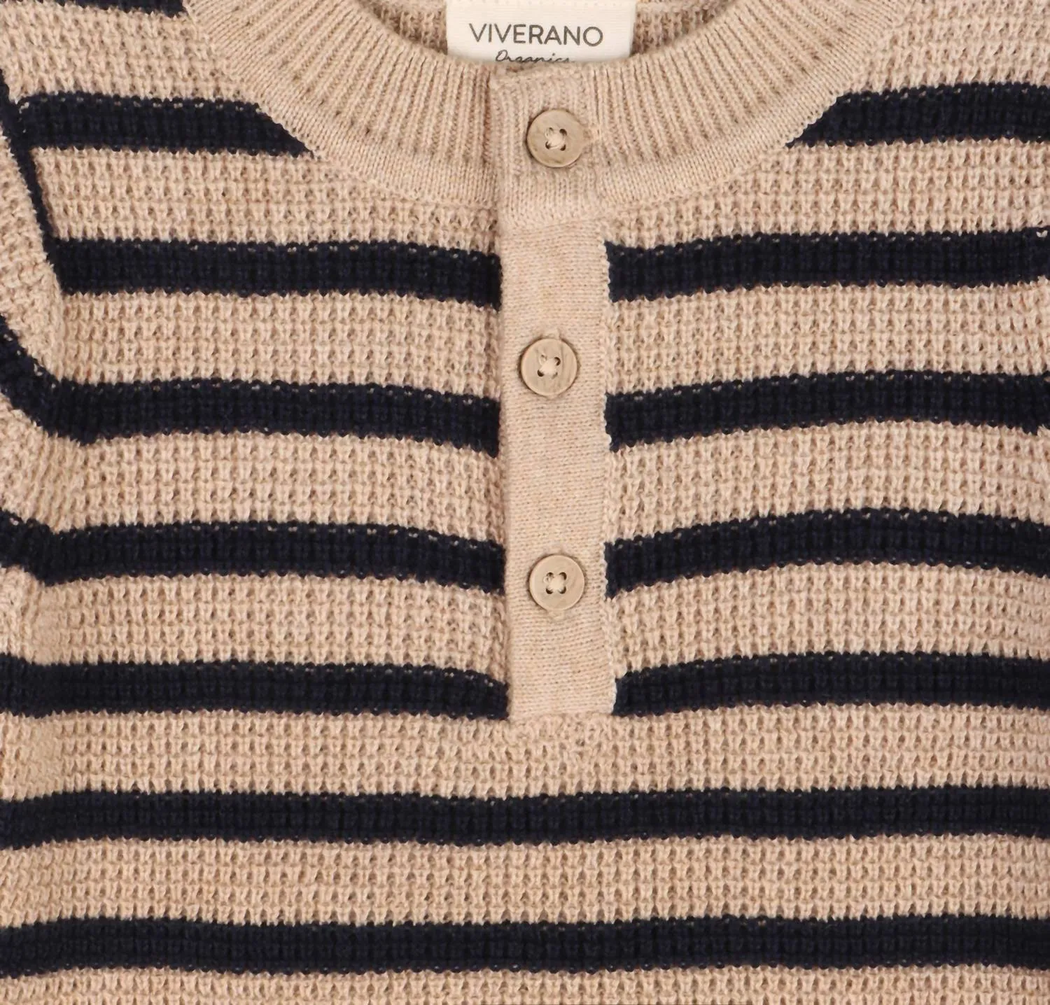 Baby's Chunky Sweater Knit Jumpsuit In Navy Blue Stripe
