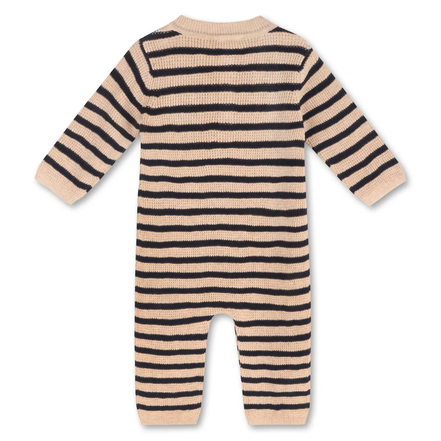 Baby's Chunky Sweater Knit Jumpsuit In Navy Blue Stripe