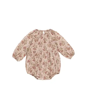 Baby's Long Sleeve Bubble Romper In French Garden Blush