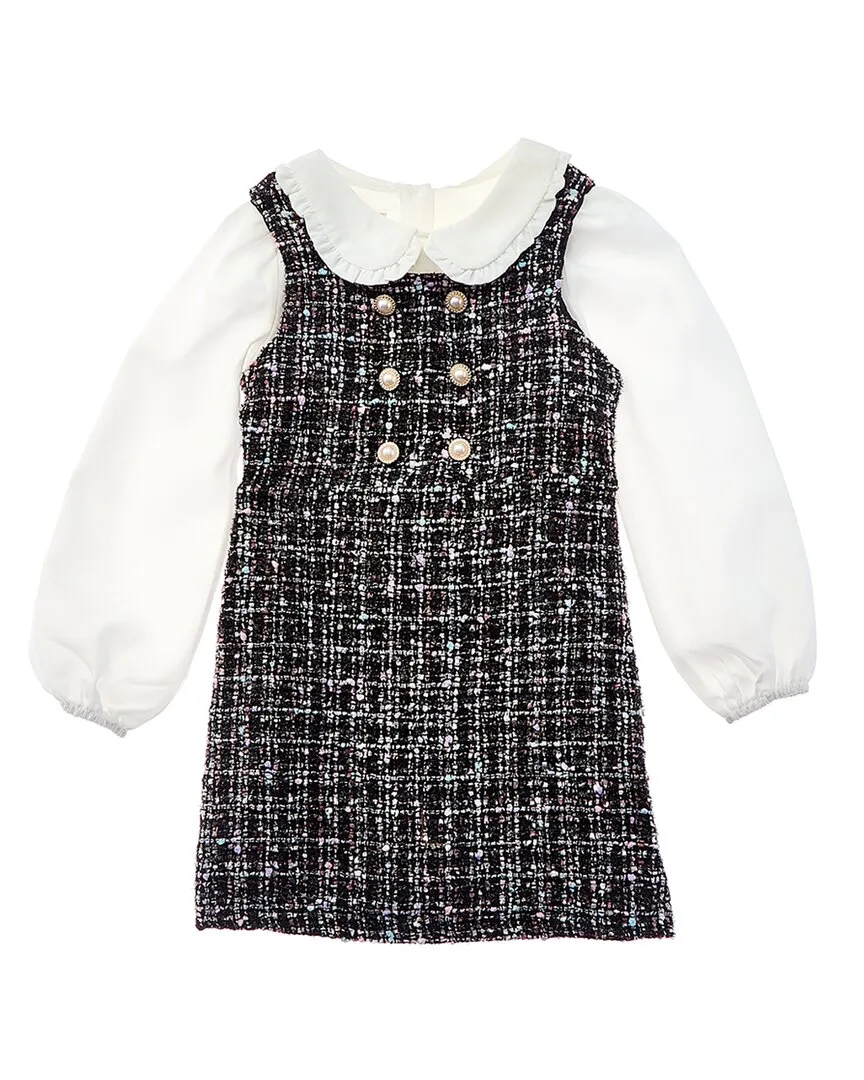 Badgley Mischka Crepe Blouse & Tweed Jumper Dress