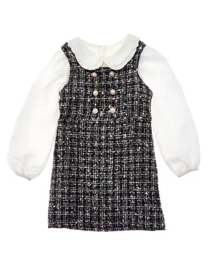 Badgley Mischka Crepe Blouse & Tweed Jumper Dress