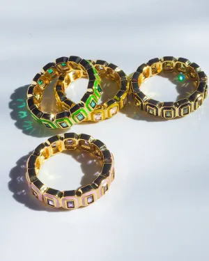 Bezel Ballier Ring- Neon Yellow- Gold