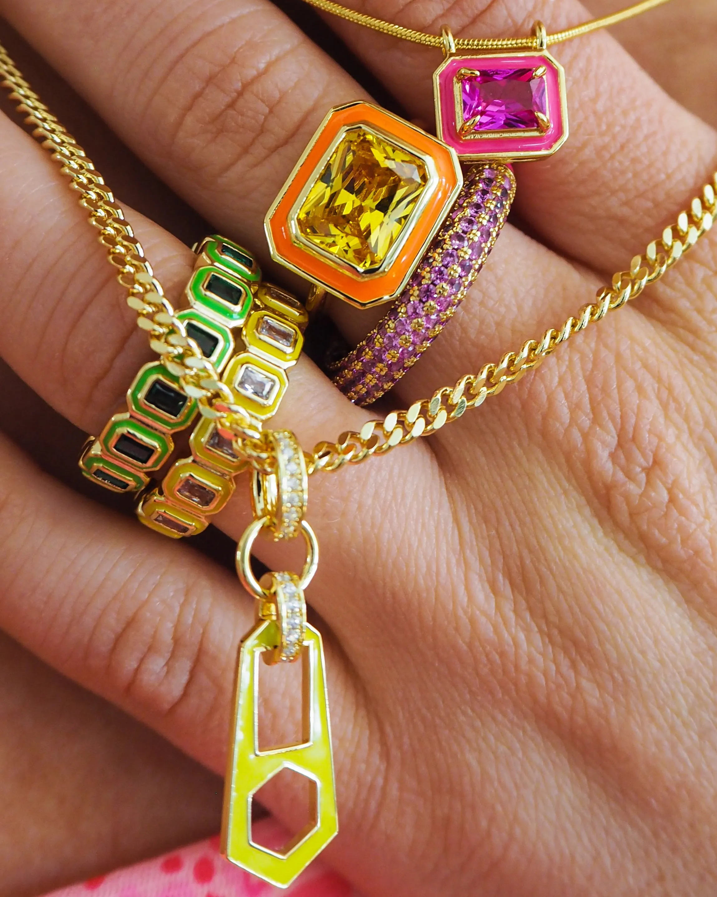 Bezel Ballier Ring- Neon Yellow- Gold