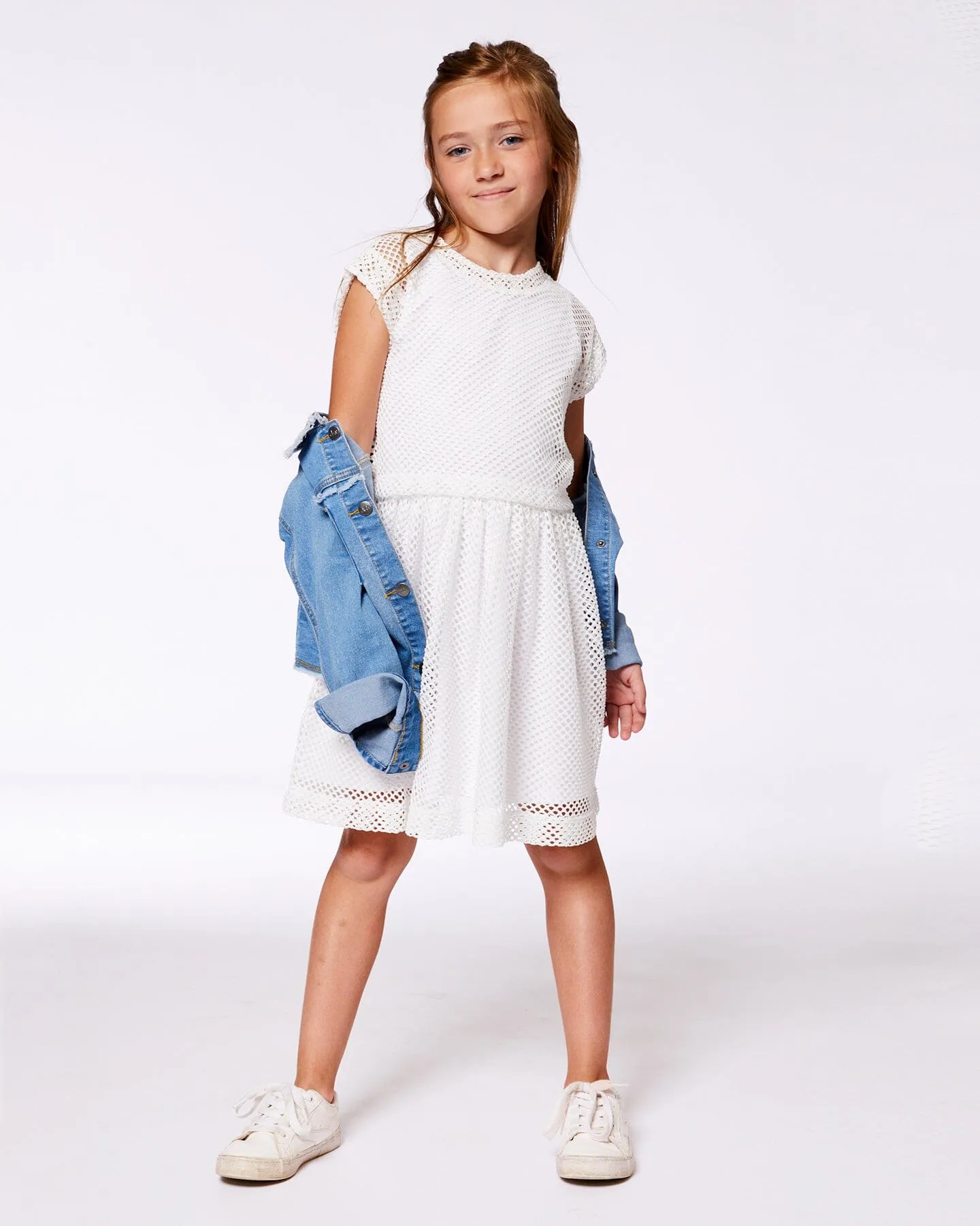 Bi-Material Mesh And Organic Cotton Dress Snow White