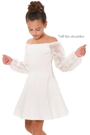 Big Girls 3D Floral Long Sleeve Skater Dress