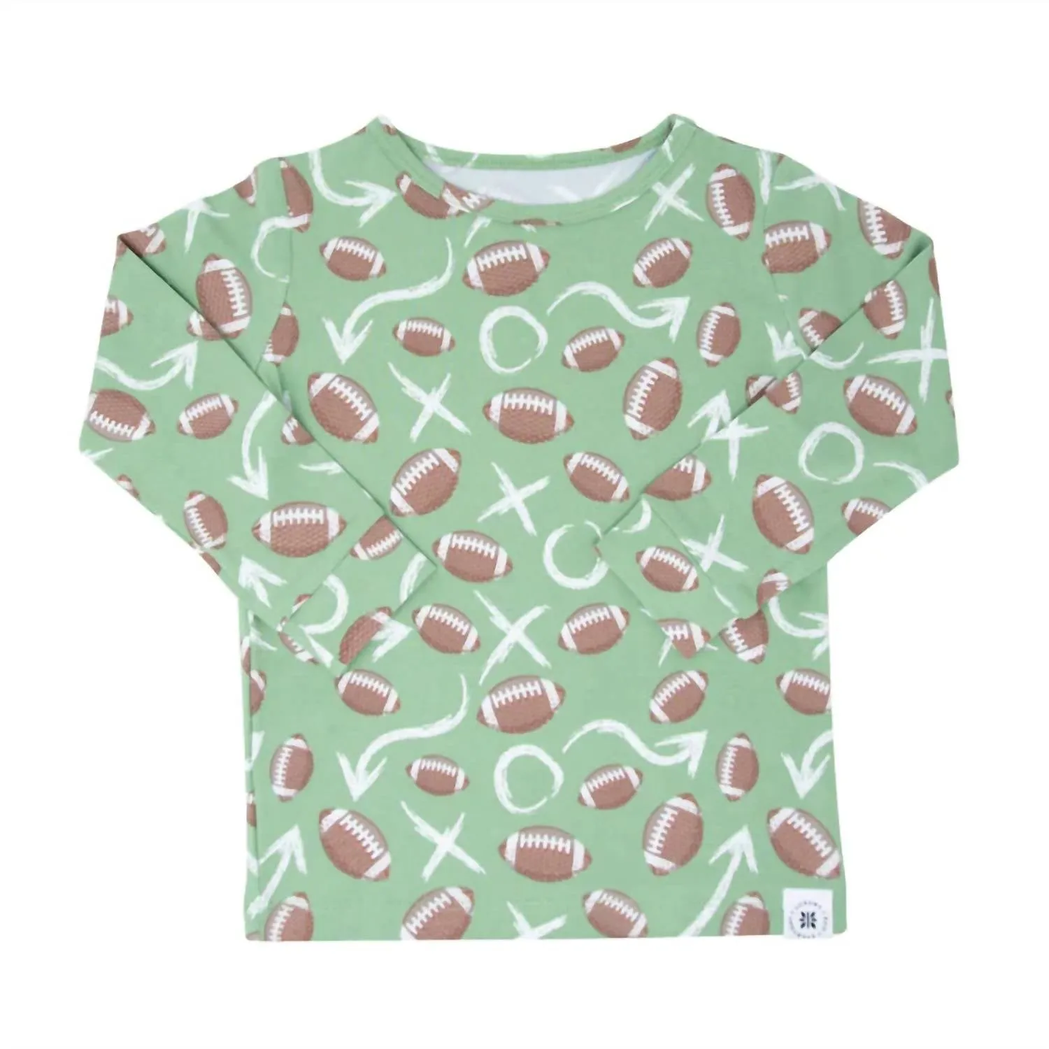 Big Kid Boy Football Pajama Set In Green