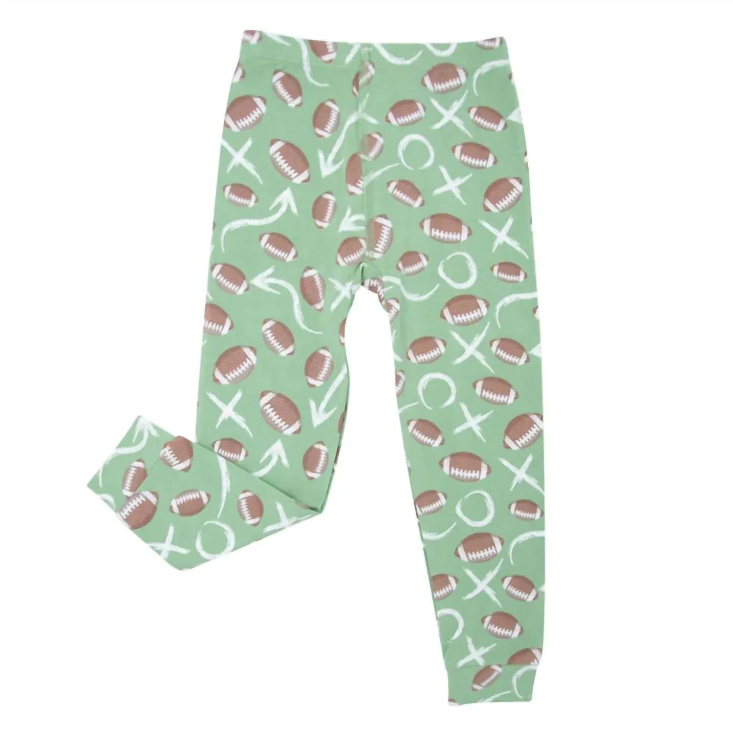 Big Kid Boy Football Pajama Set In Green