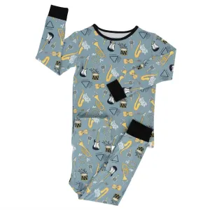 Big Kid Boy On That Note Pajama Set In Grey