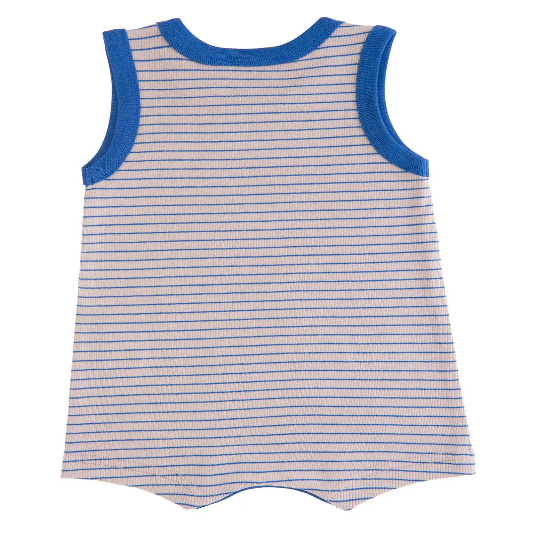 Blue Striped Sleeveless Modal Romper
