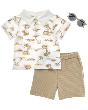 bon bébé 3pc Polo, Short & Sunglasses Set
