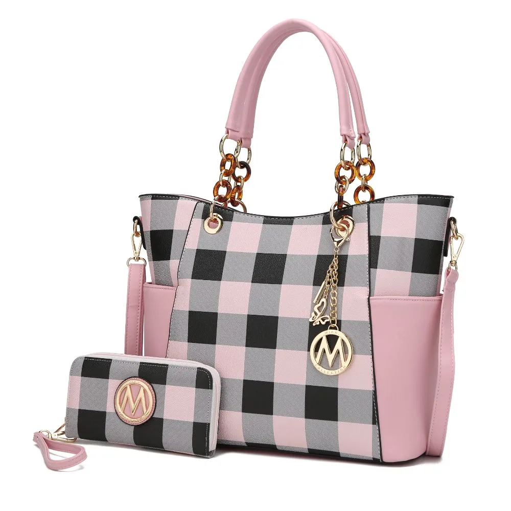 Bonita Checker Tote Handbag for Women's