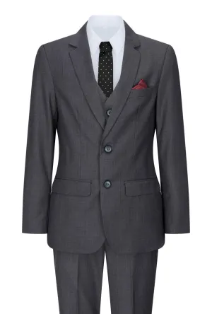 Boys 3 Piece Charcoal Grey Classic Retro Suit