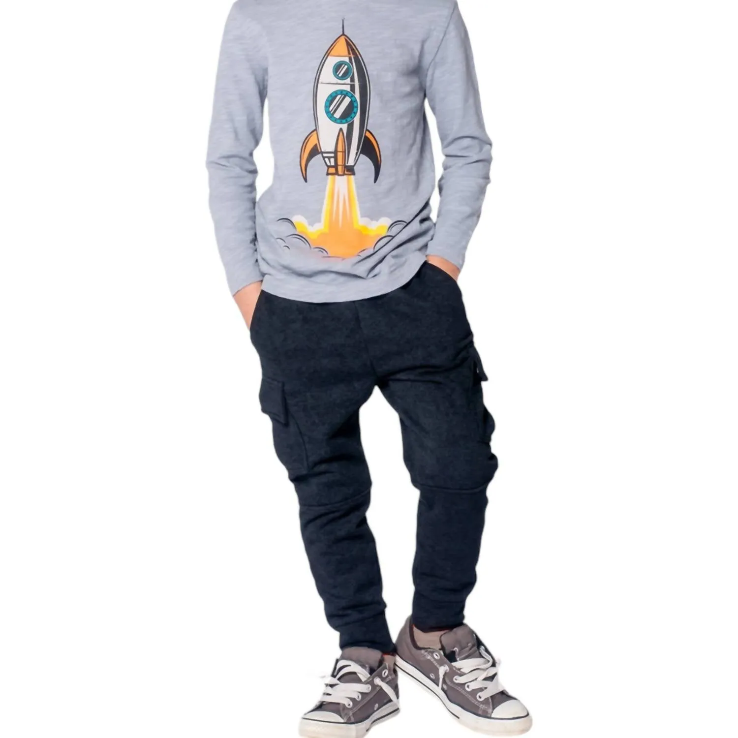 Boy's Empire Sweatpants In Washed Black