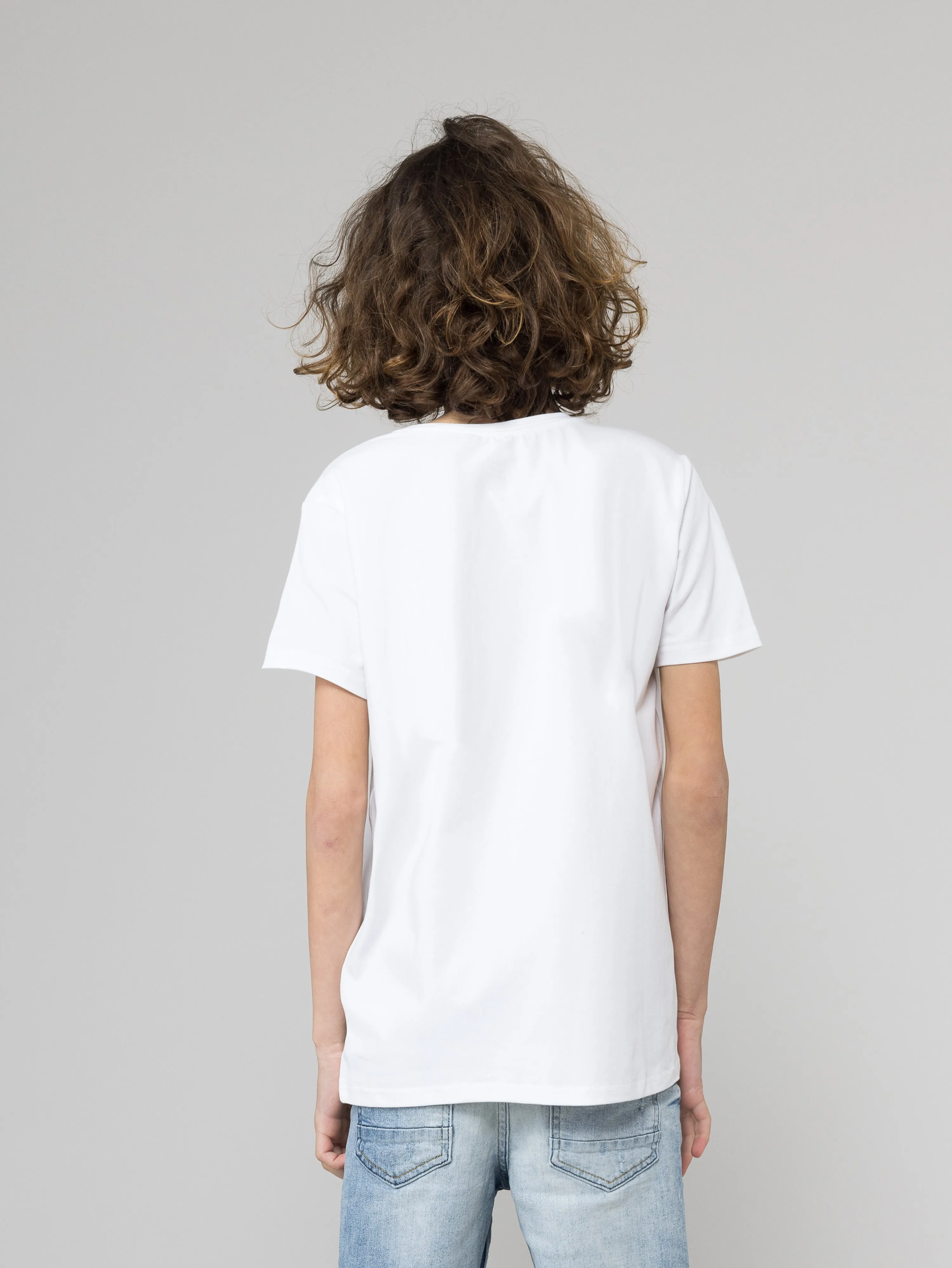 Boys Fashion White Basic T-Shirt