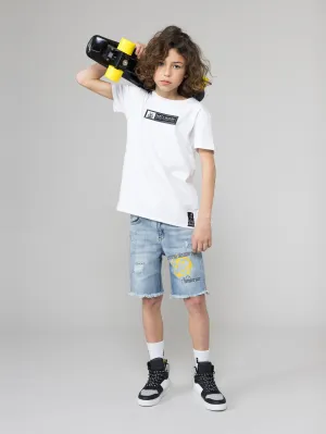 Boys Fashion White Basic T-Shirt