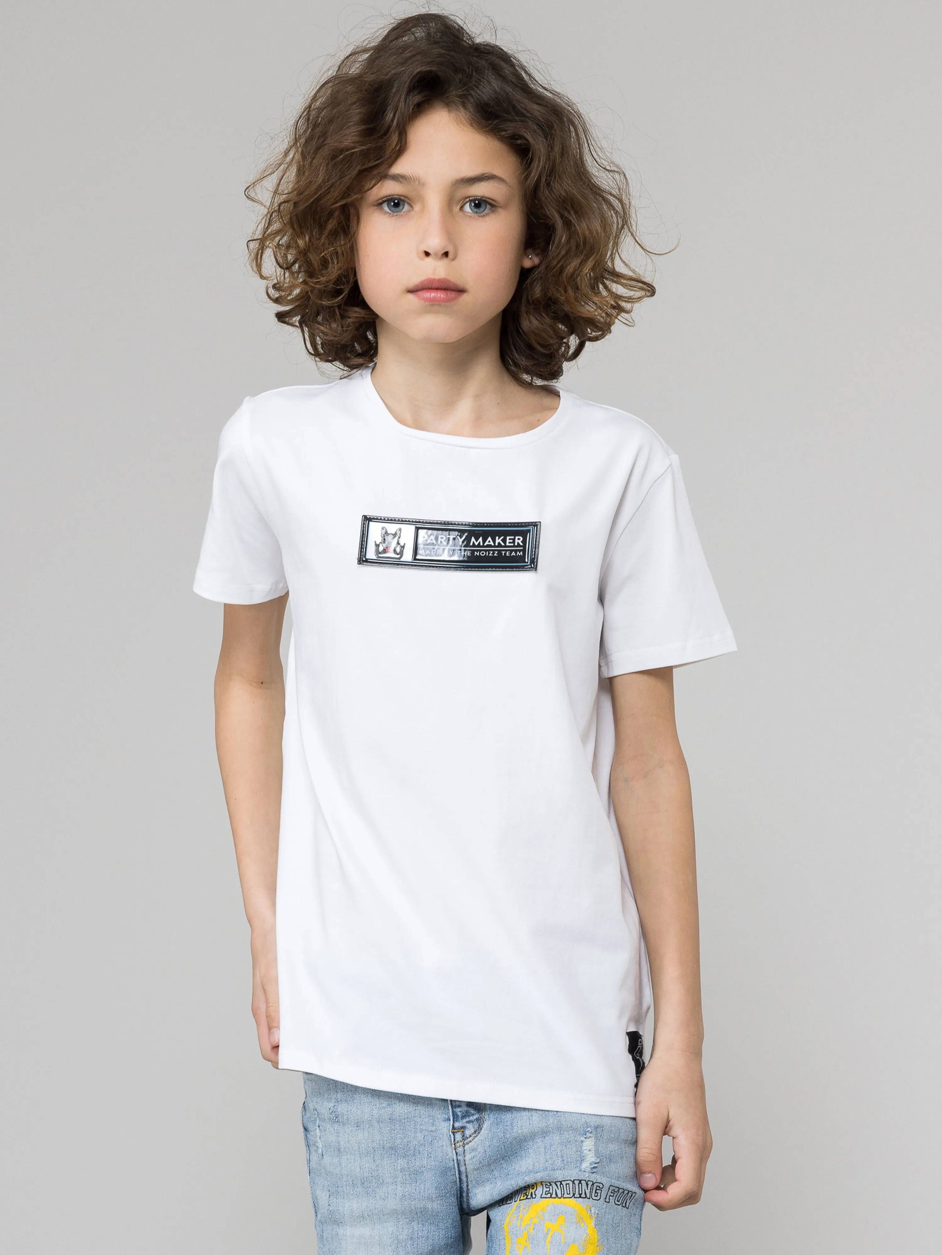 Boys Fashion White Basic T-Shirt