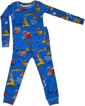 Boy's Goodnight, Goodnight Construction Site Pajamas In Dark Blue