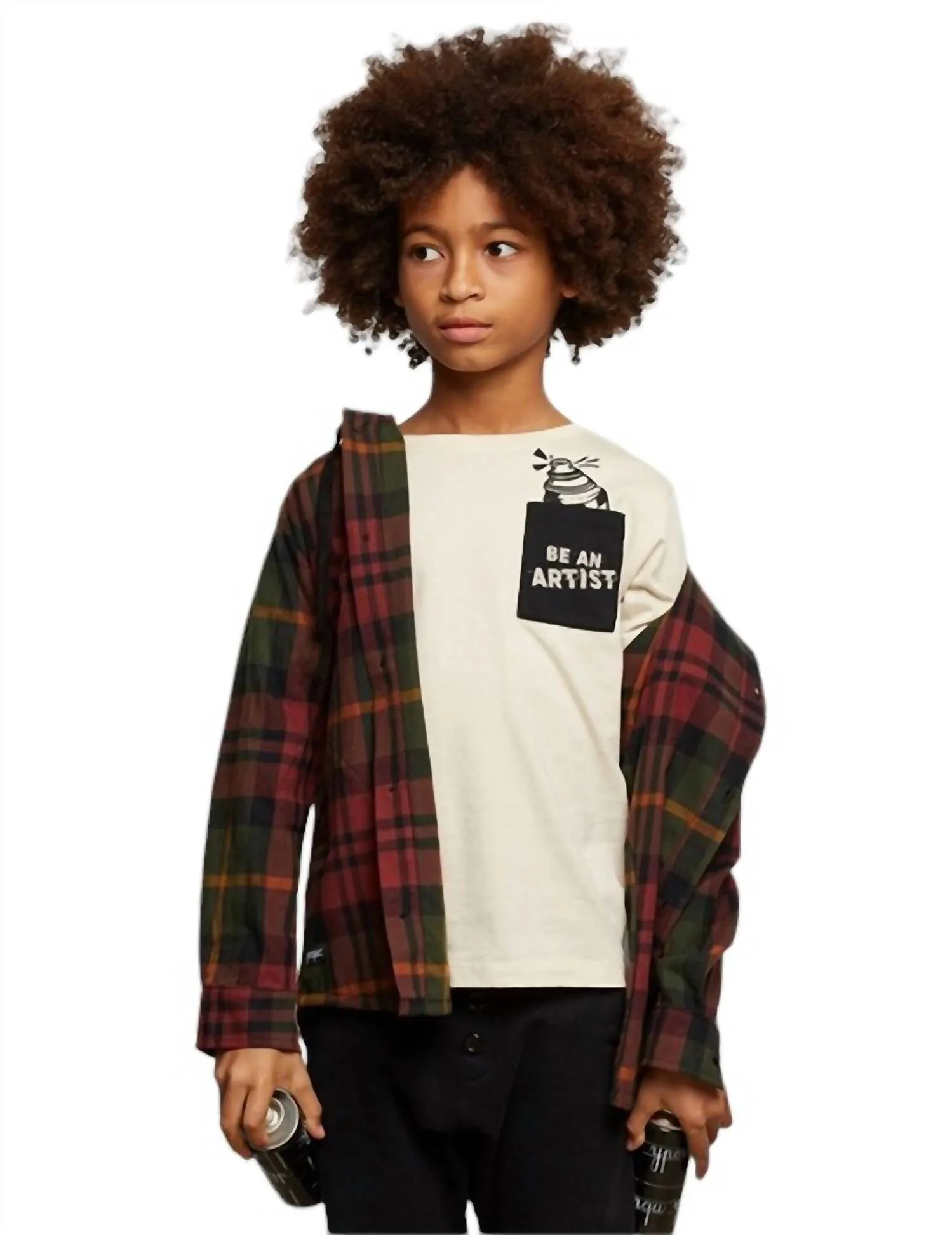 Boy's Graffiti Pocket Tee In Chalk
