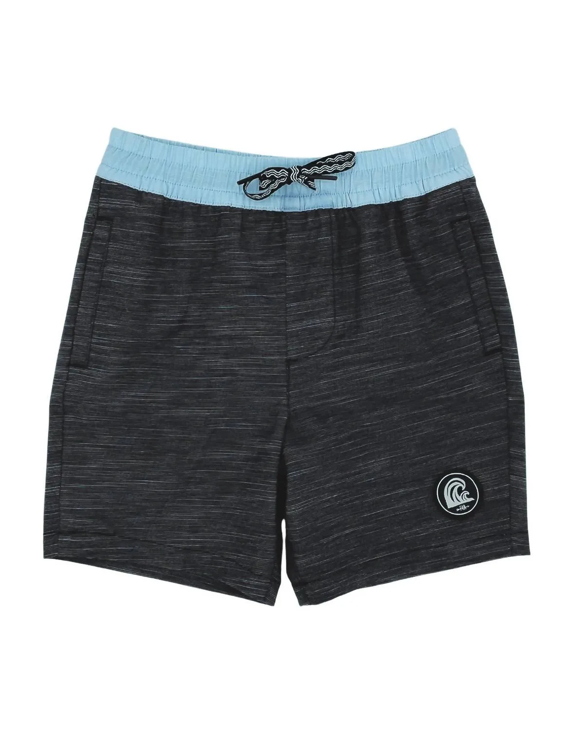 Boys Seafarer Hybrid Walk Short In Black With Light Blue Wasteband