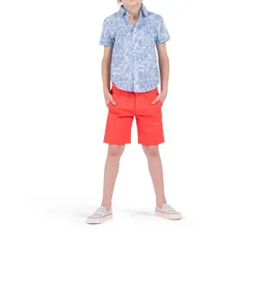 Boys Trouser Shorts In Coral