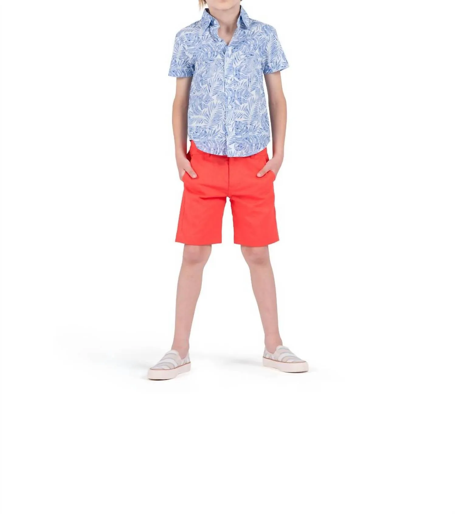 Boys Trouser Shorts In Coral