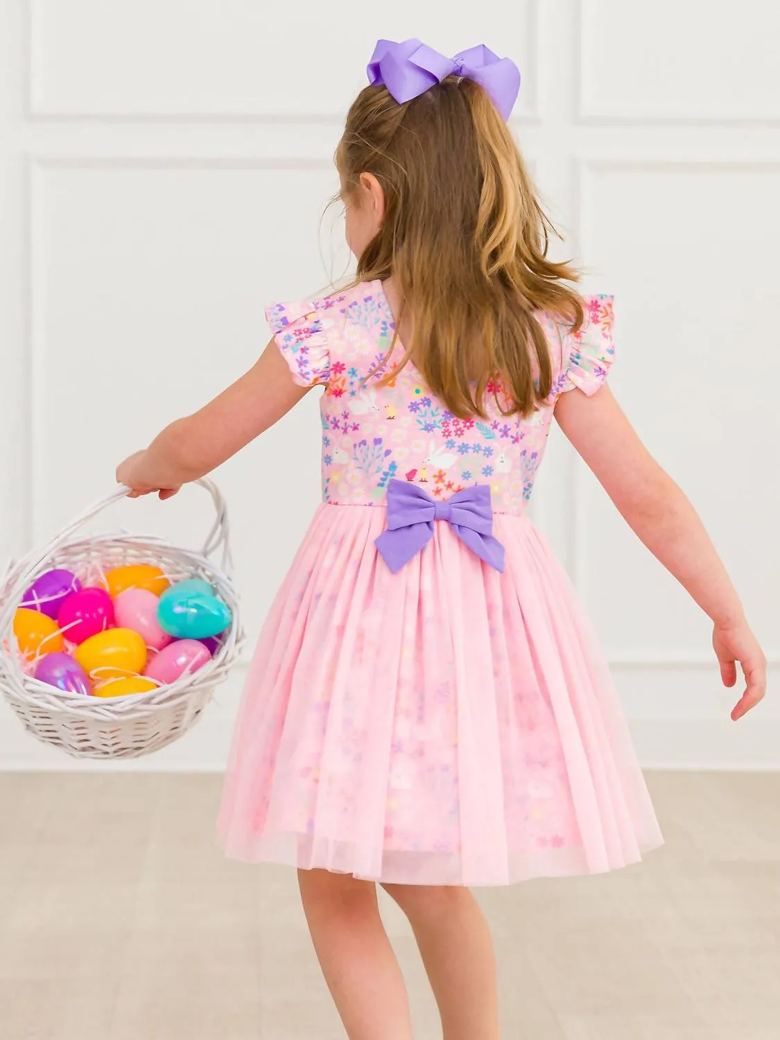 Bunny And Friends Flutter Tulle Twirl Dress In Pink