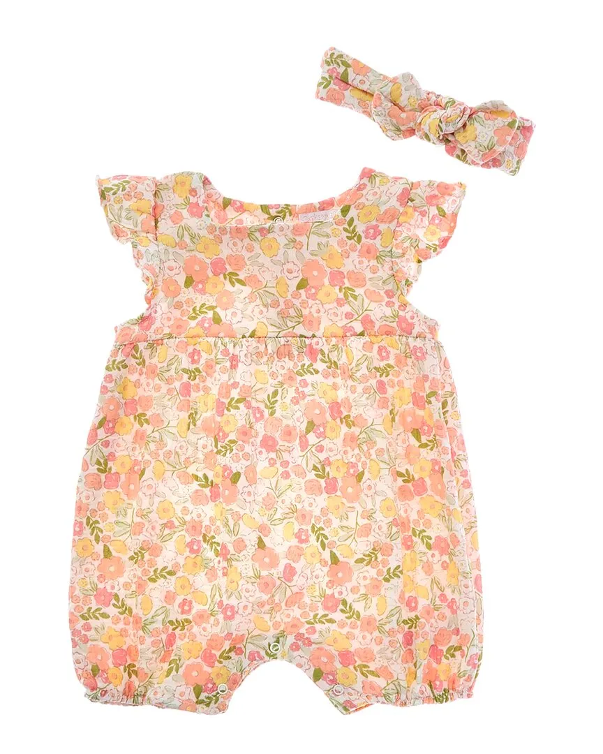 Catherine Malandrino 2pc Gauze Romper with Headband Set