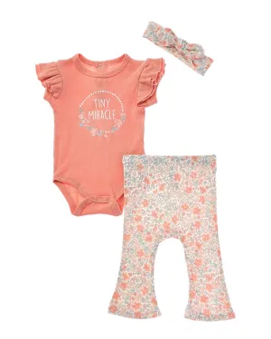 Catherine Malandrino 3pc Ribbed Bodysuit & Pant Set