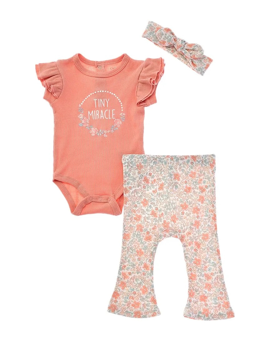 Catherine Malandrino 3pc Ribbed Bodysuit & Pant Set