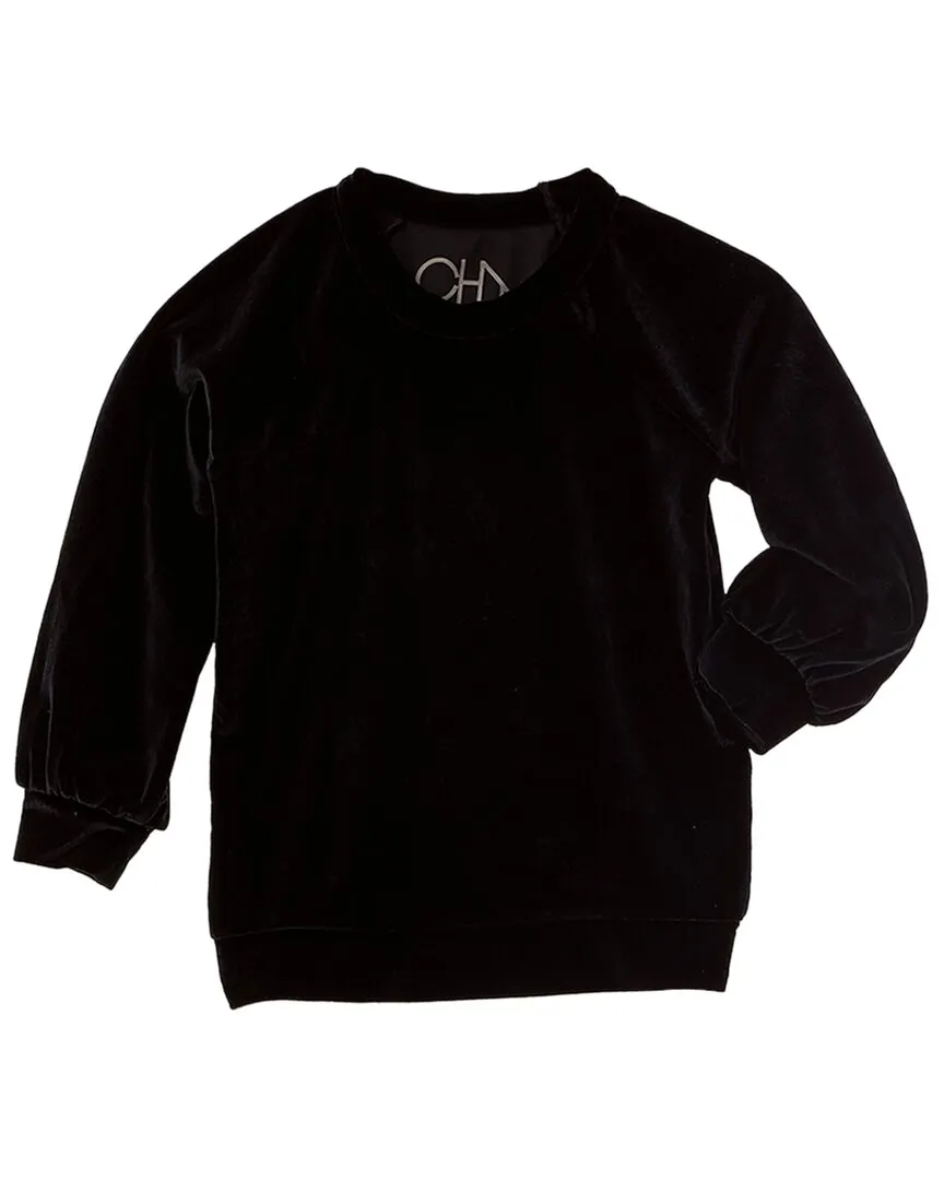 Chaser Stretch Velvet Blouson Sleeve Raglan Pullover