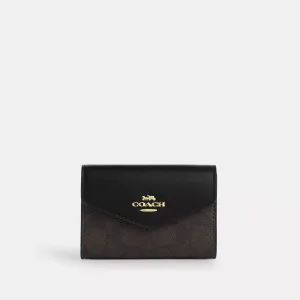 Coach Outlet Flap Card Case In Signature Canvas