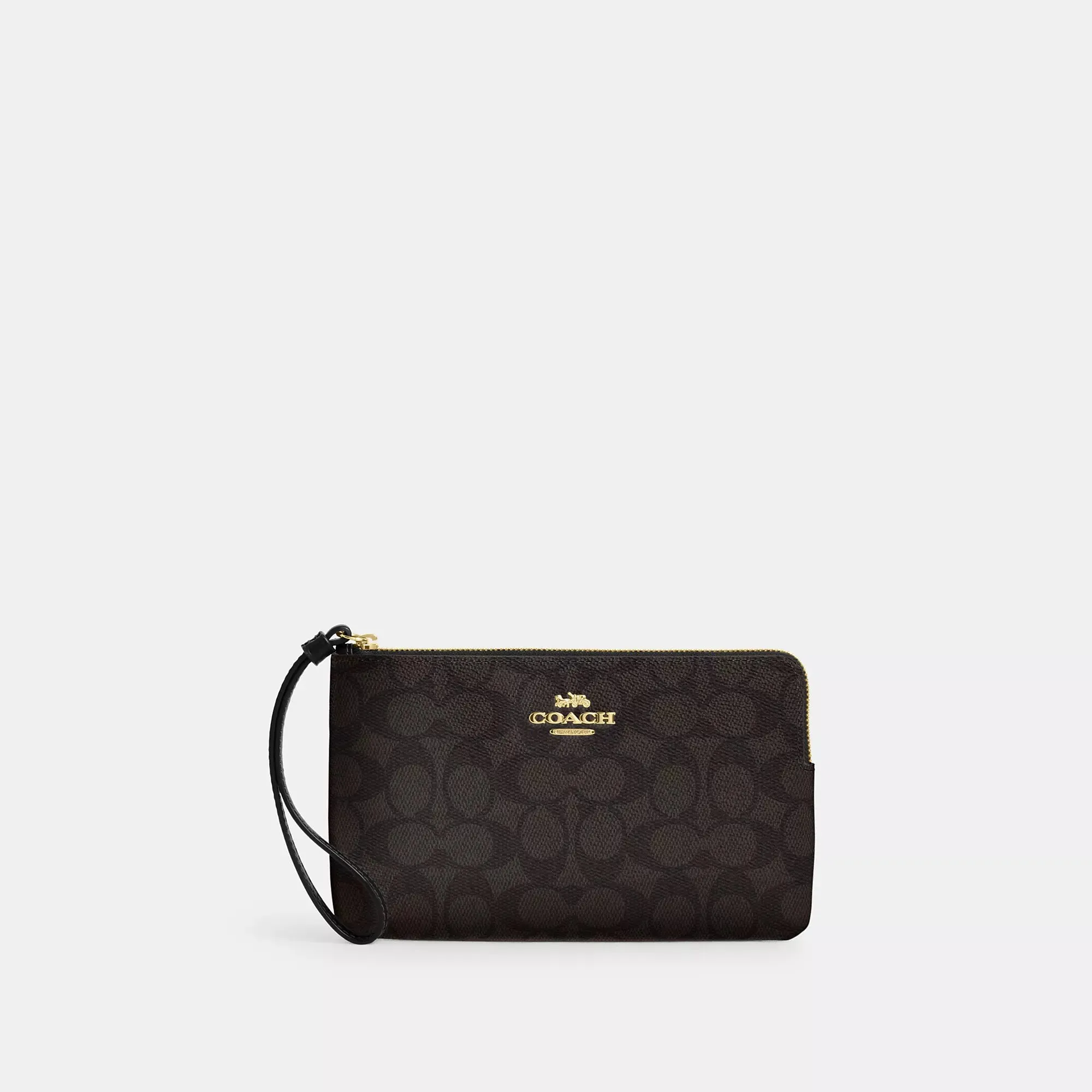 Coach Outlet Large Corner Zip Wristlet In Signature Canvas