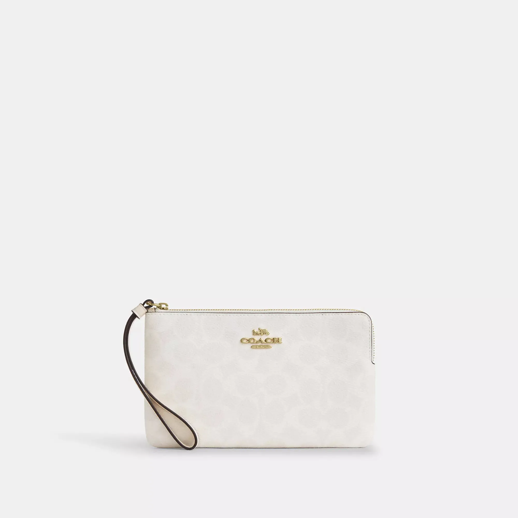 Coach Outlet Large Corner Zip Wristlet In Signature Canvas