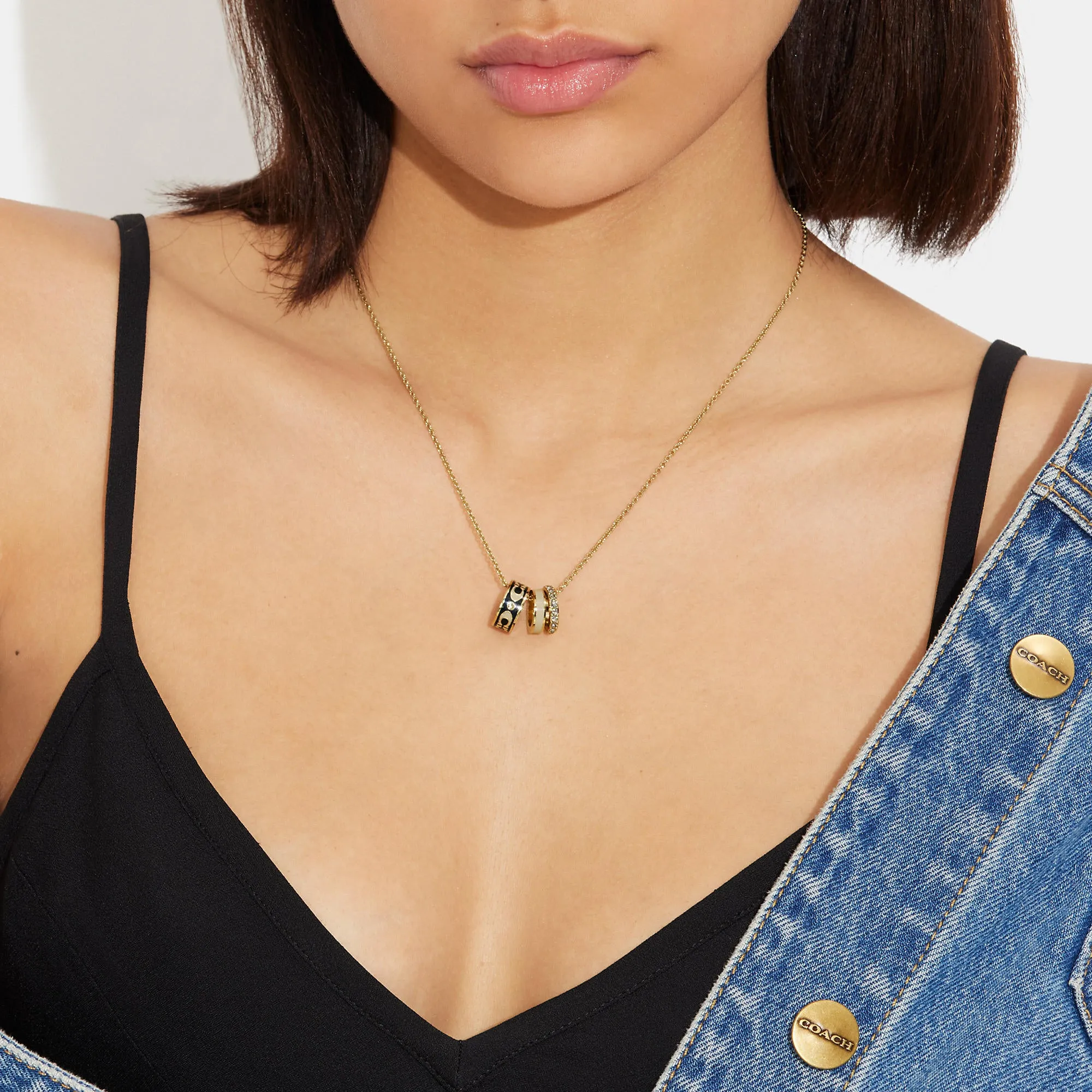 Coach Outlet Signature Enamel Rondell Necklace