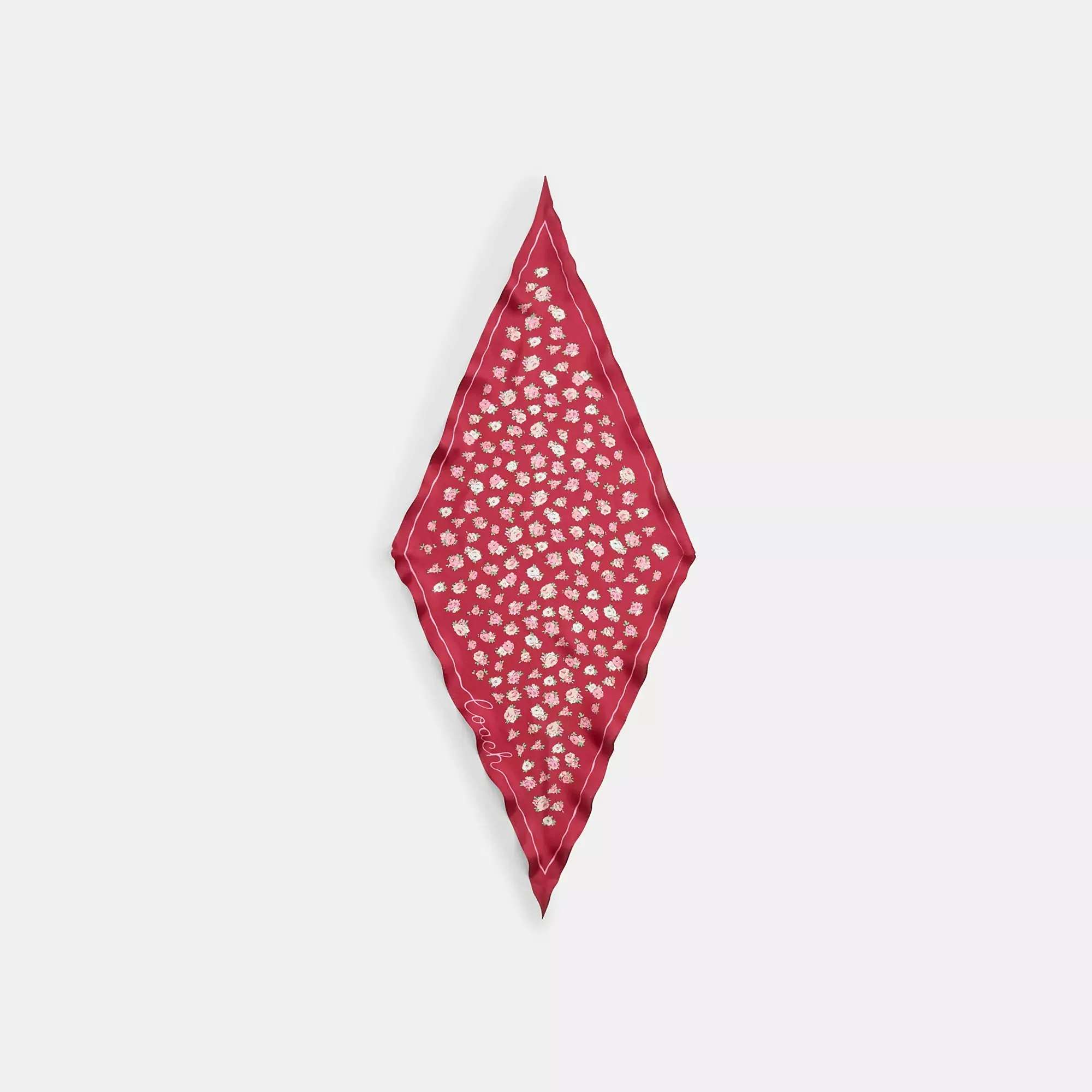 Coach Outlet Tea Rose Print Silk Diamond Scarf