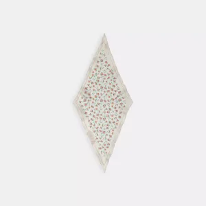 Coach Outlet Tea Rose Print Silk Diamond Scarf