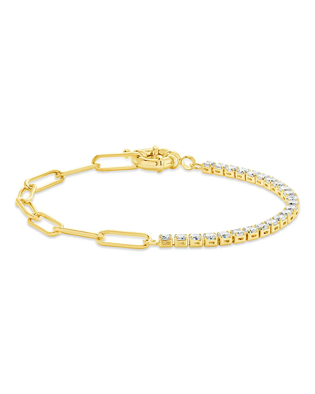 CZ & Paperclip Chain Bracelet