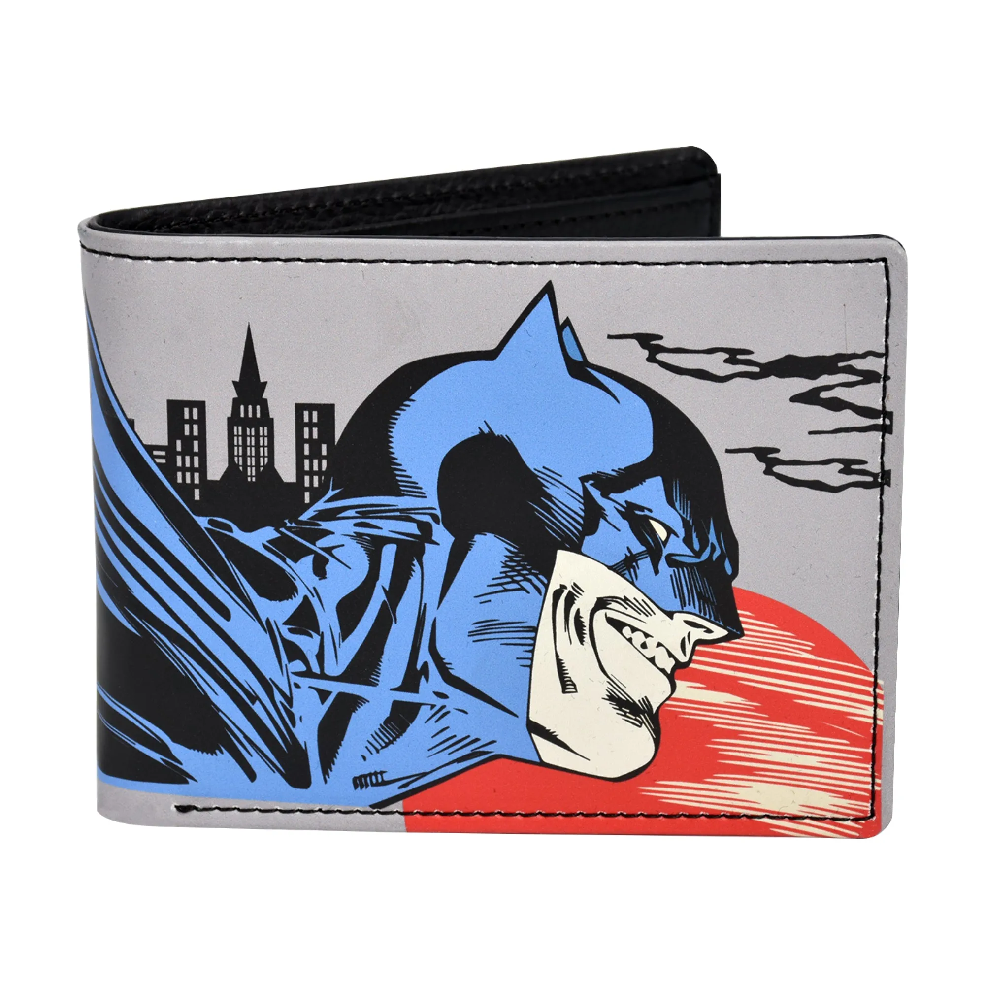 DC Comics Batman Face Print Bifold Wallet in a Decorative Tin Case, Multi