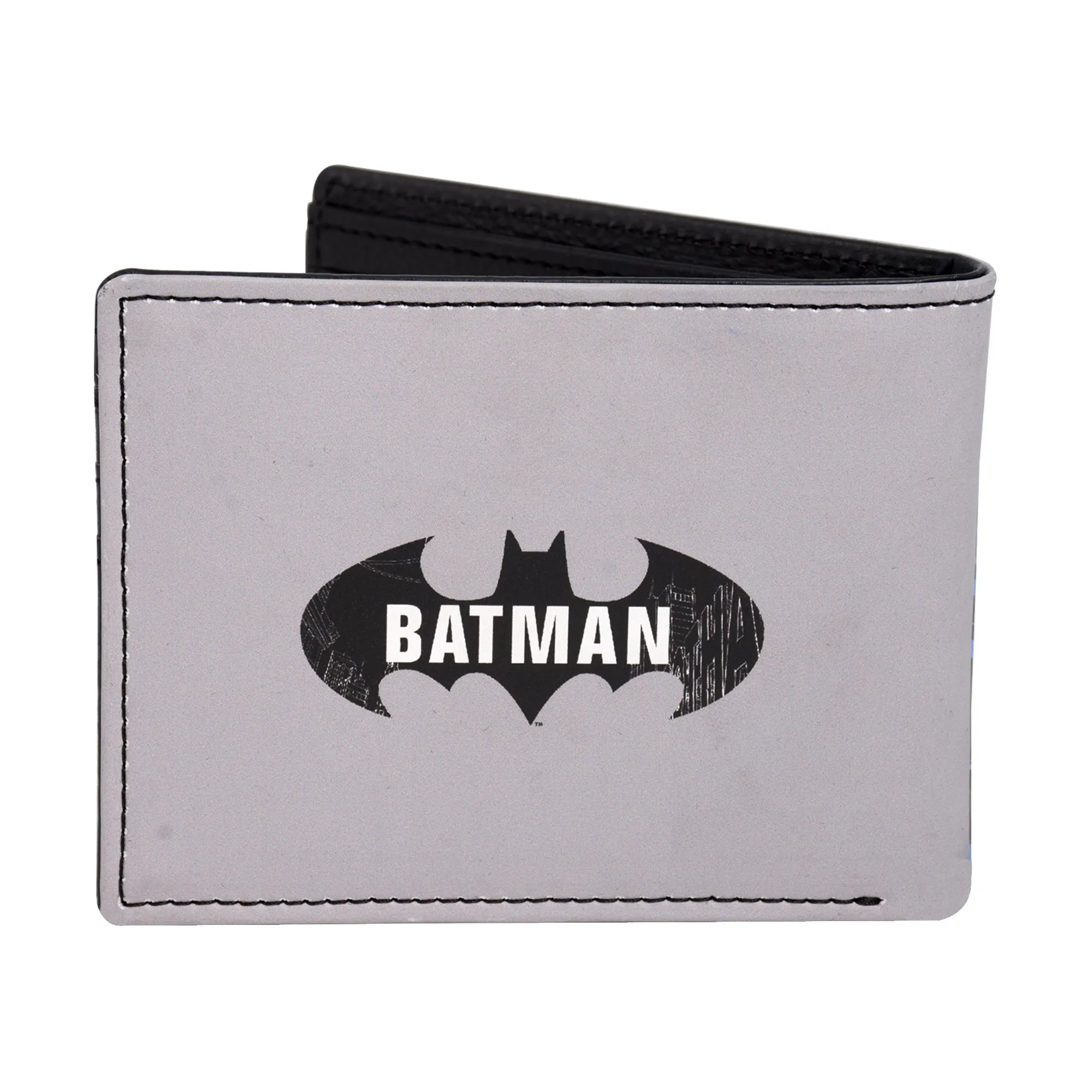 DC Comics Batman Face Print Bifold Wallet in a Decorative Tin Case, Multi