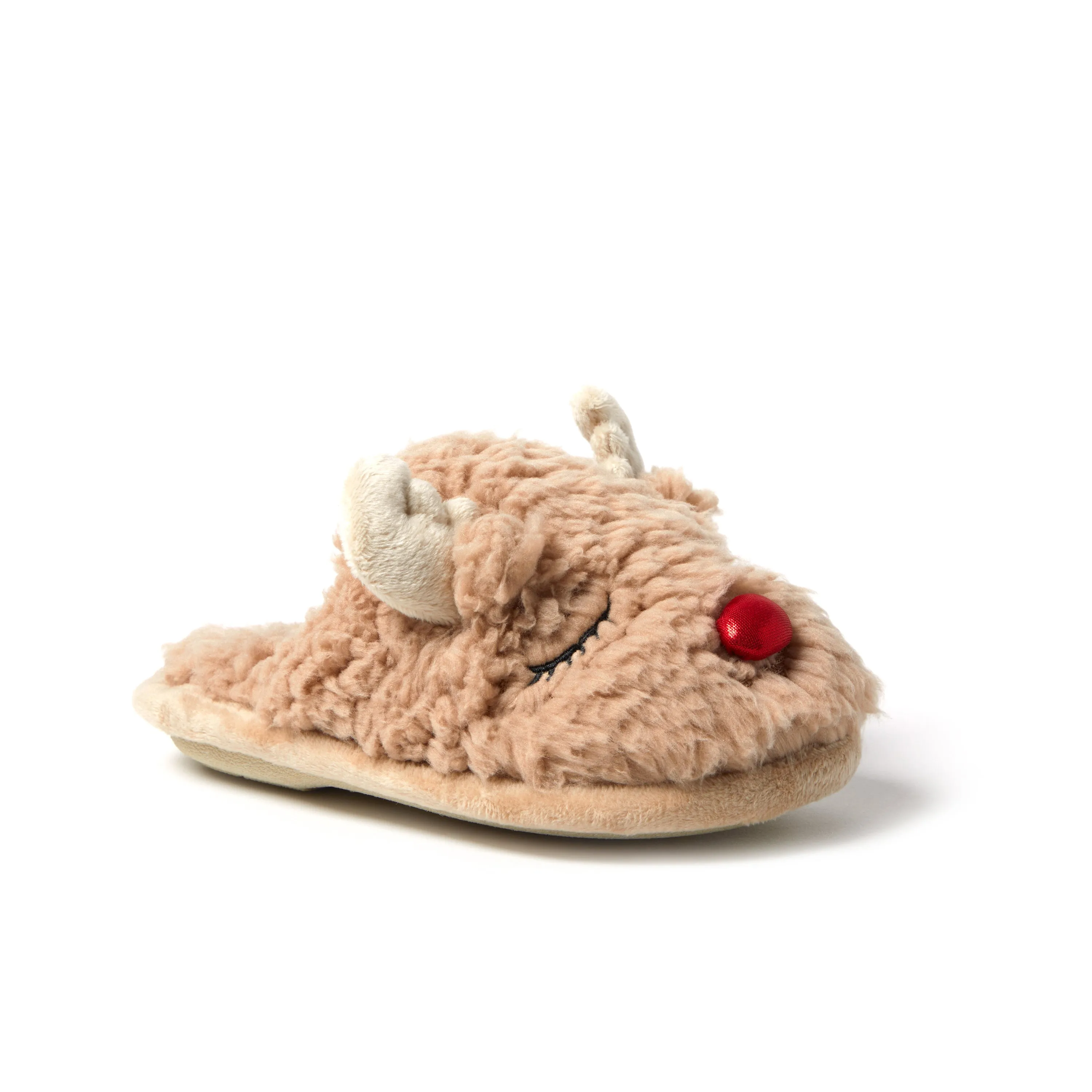Dearfoams Kid's Reindeer Holiday Scuff Slippers