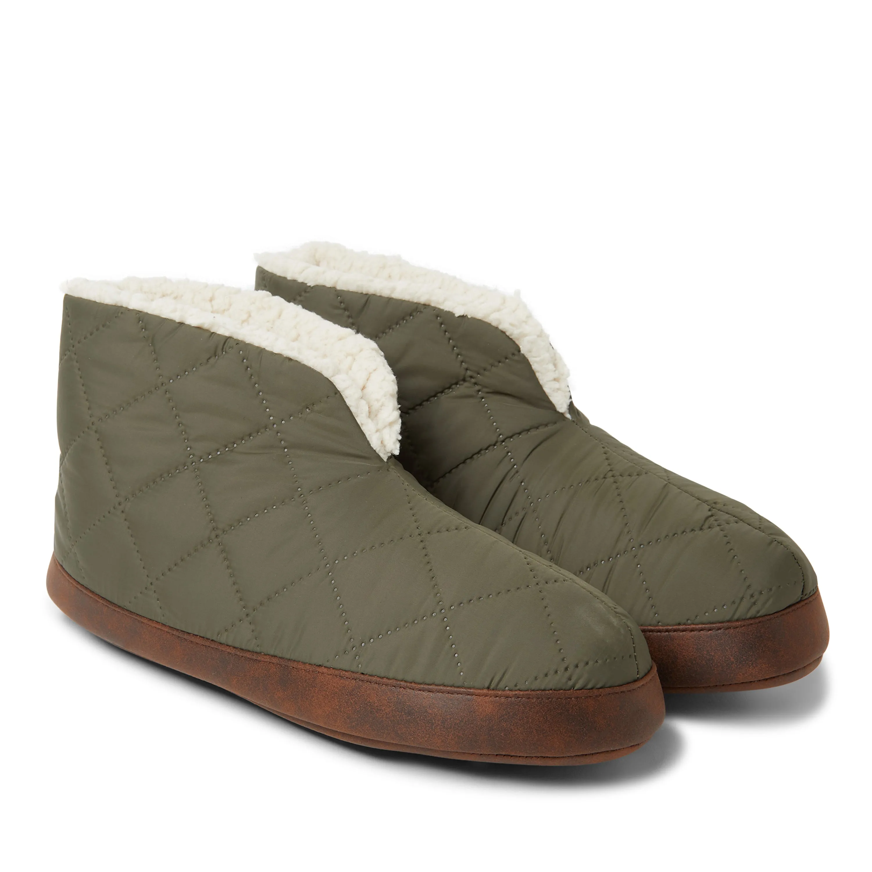 Dearfoams Mens Original Quilted Nylon Warm Up Bootie