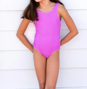 Diletta Crinkle 1 Piece Swimsuit In Neon Purple
