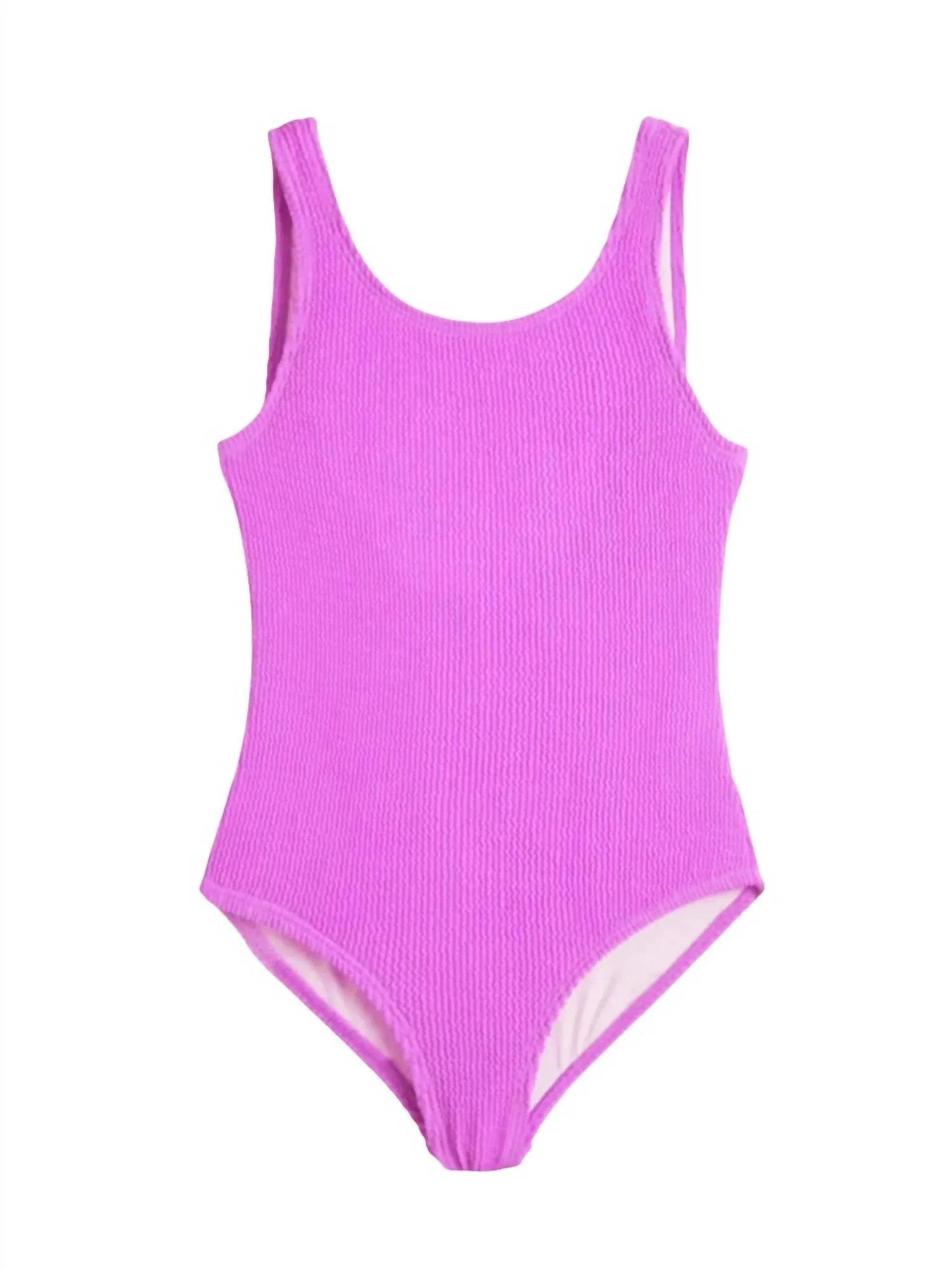 Diletta Crinkle 1 Piece Swimsuit In Neon Purple