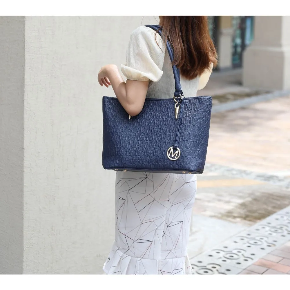 Edelyn embossed M Signature 4 PCS Tote Set