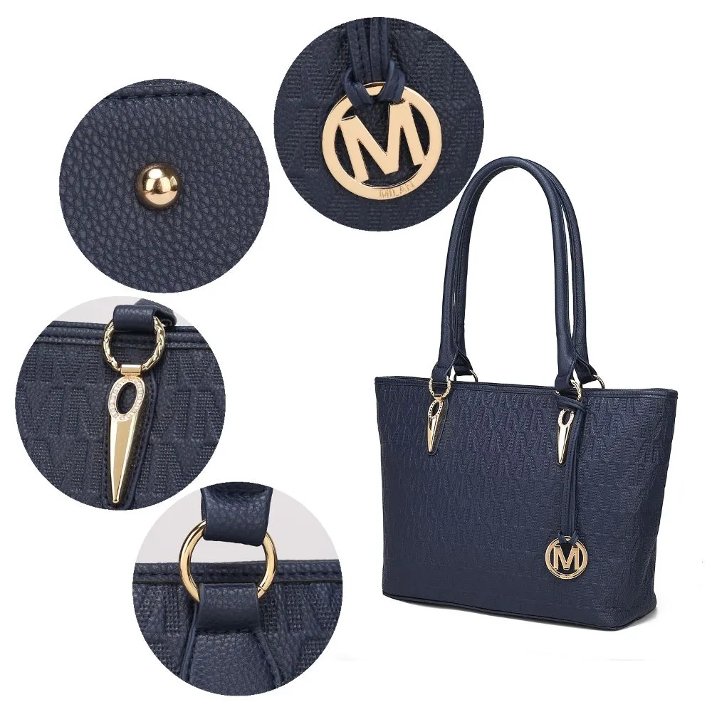 Edelyn embossed M Signature 4 PCS Tote Set