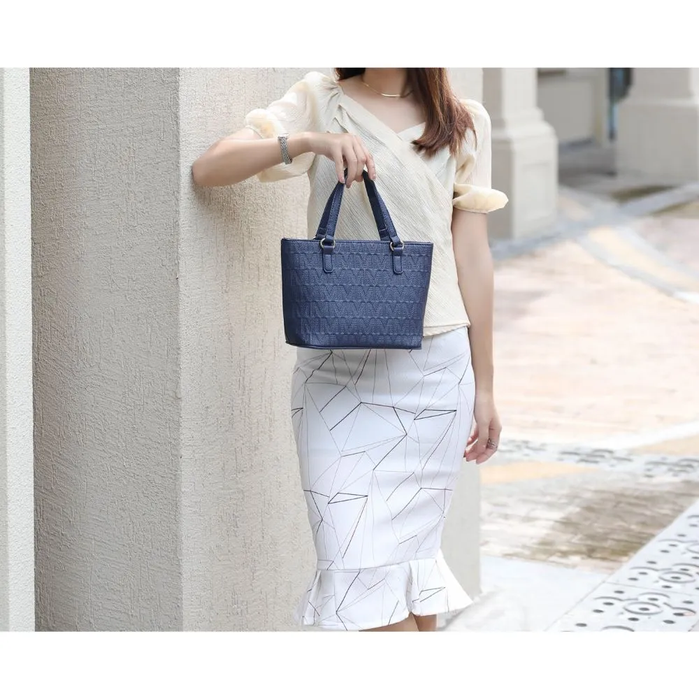 Edelyn embossed M Signature 4 PCS Tote Set