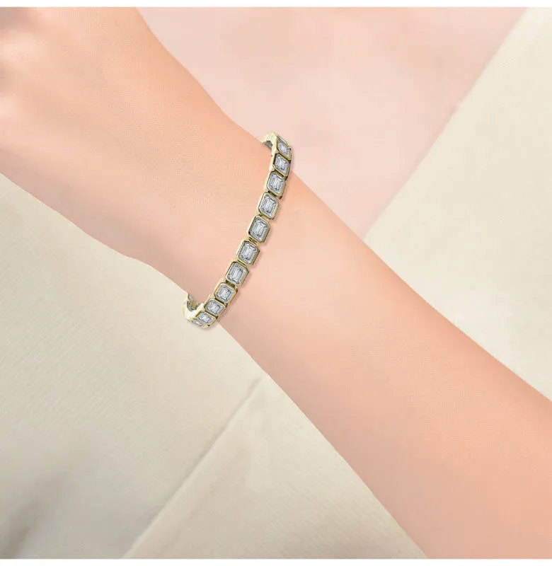 Emerald-Cut Clear Cubic Zirconia Tennis Bracelet