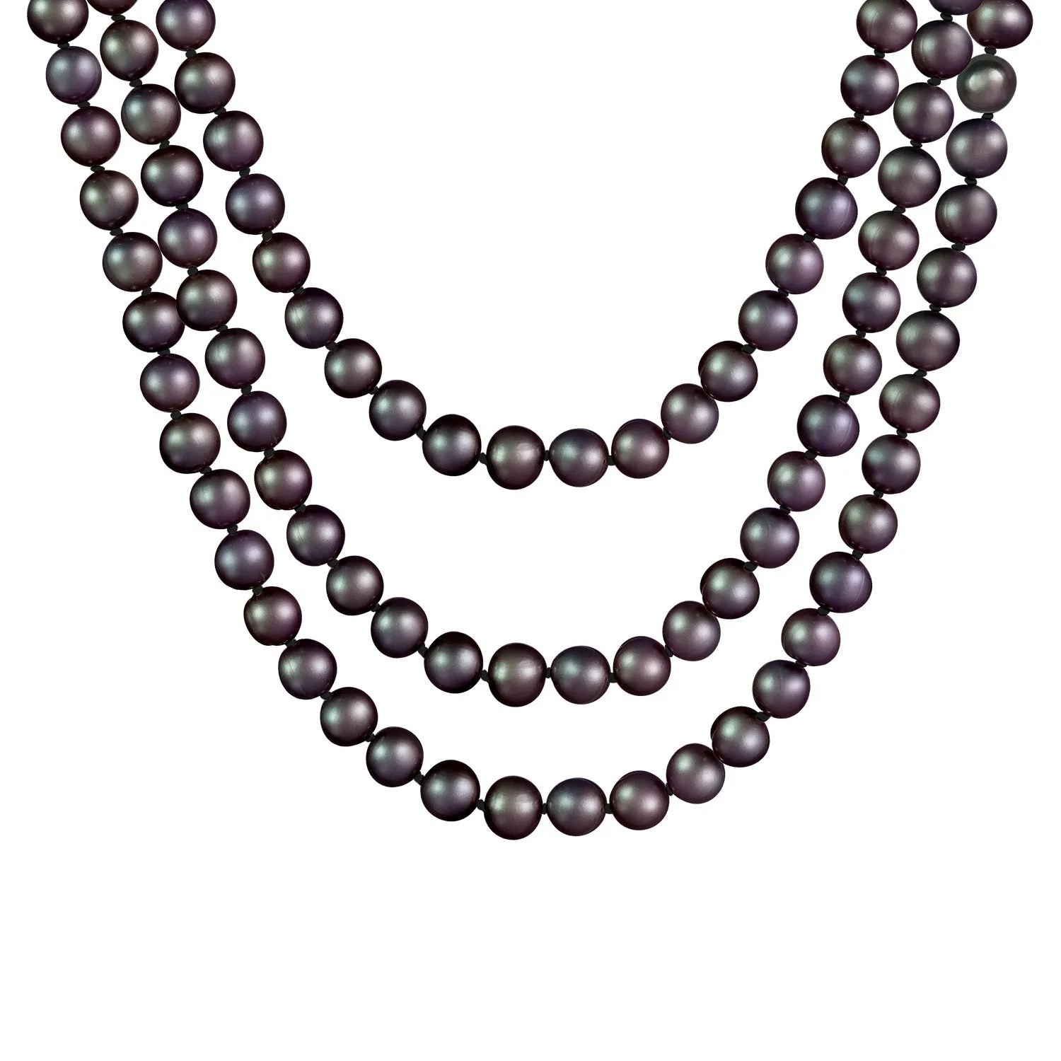 Endless Black 100" Freshwater Pearl Necklace