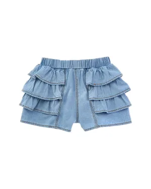 Flapdoodles Denim Ruffle Short