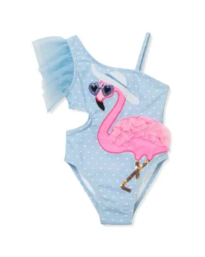 Flapdoodles Flamingo Applique Swimsuit